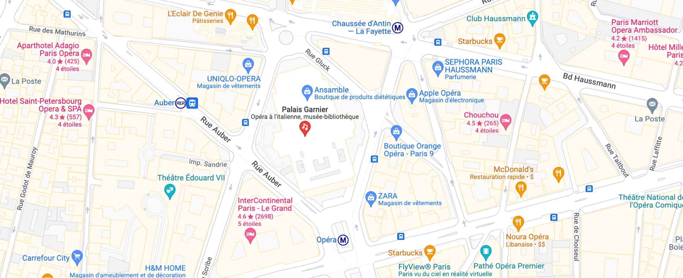 Mapa para llegar a la Ópera Garnier
