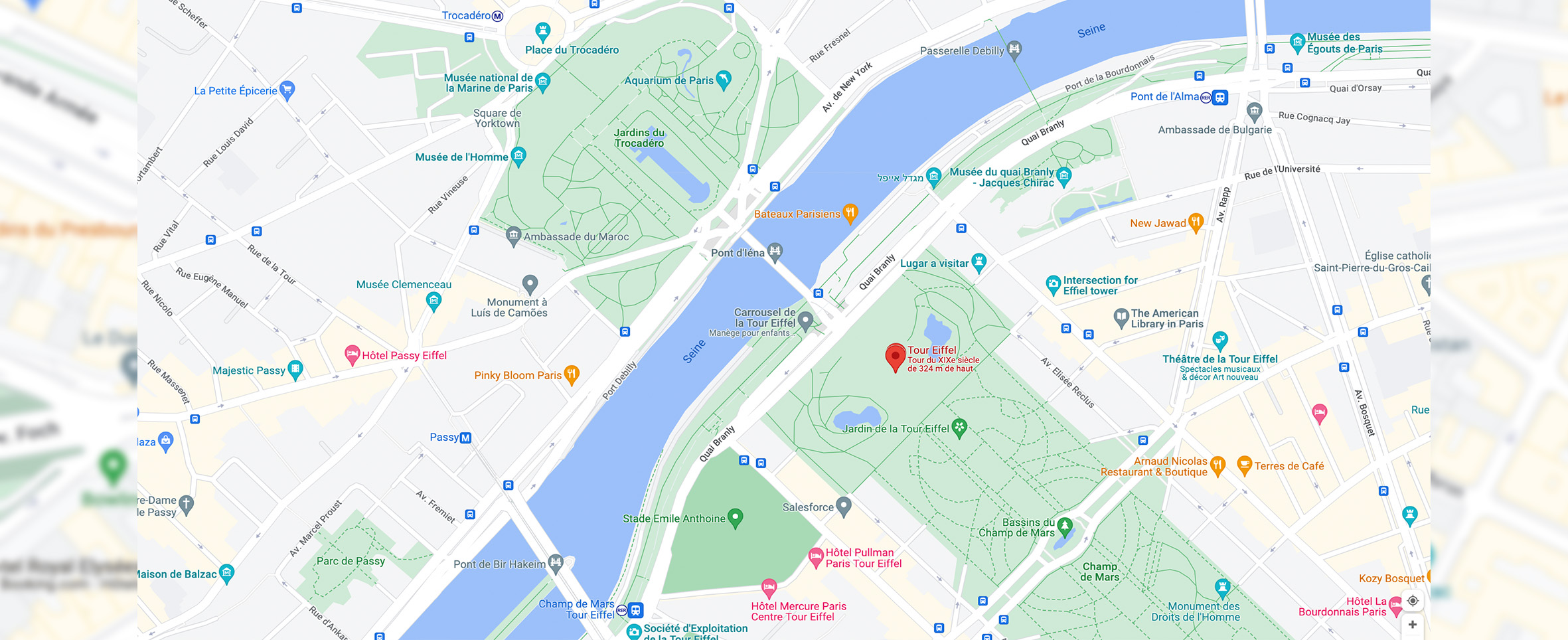 Mapa para llegar a la Torre Eiffel