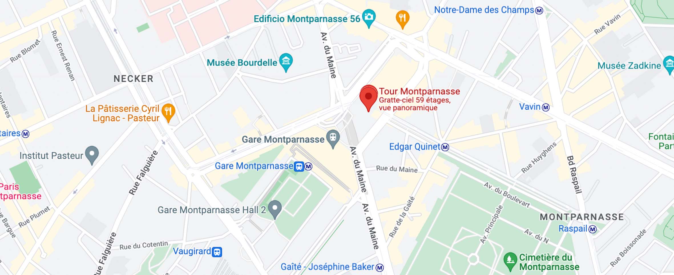 Mapa para llegar a la torre Montparnasse