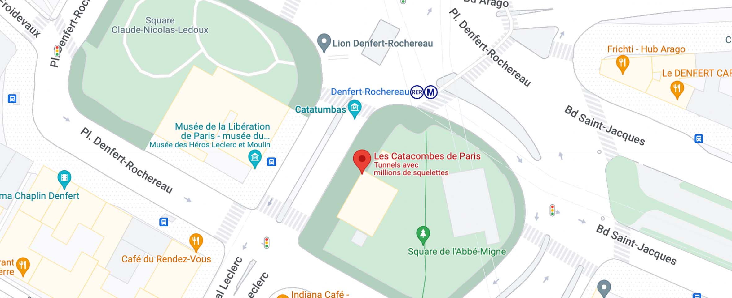 Mapa para llegar a las catacumbas de París