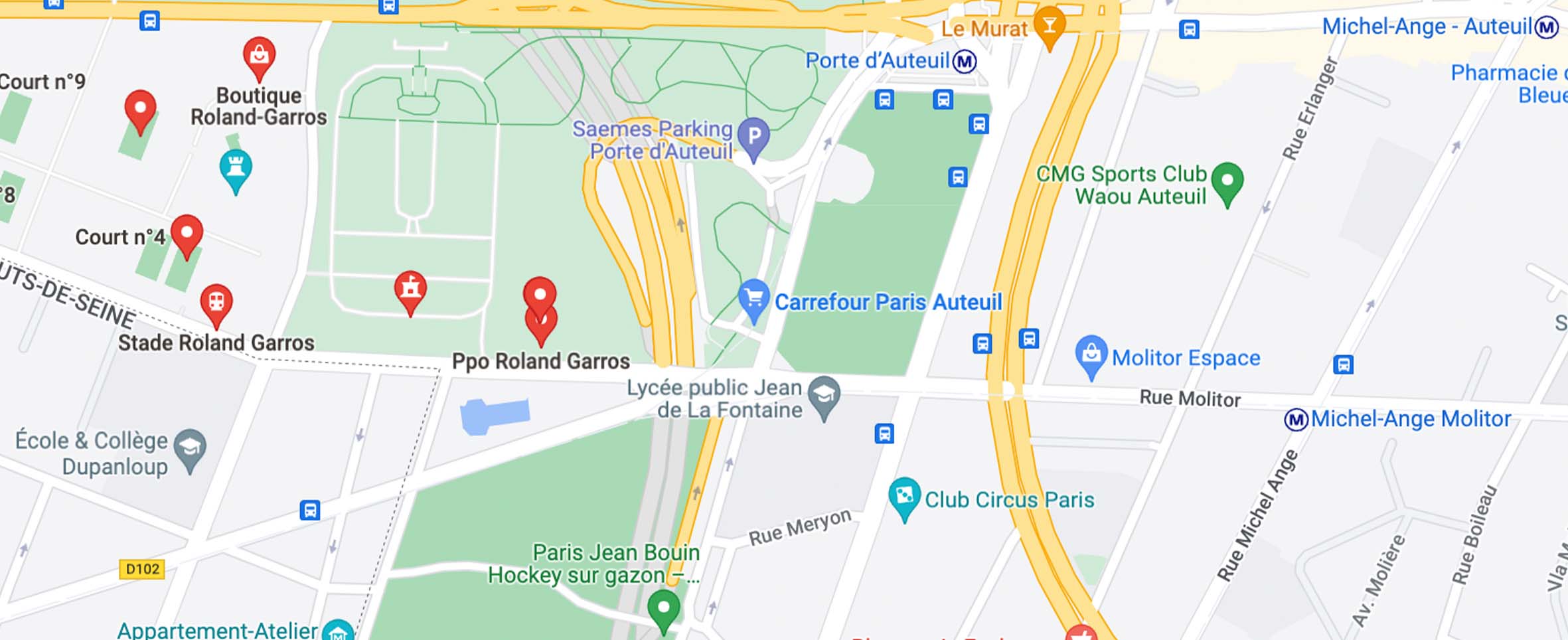 Mapa para llegar a Rolland Garros