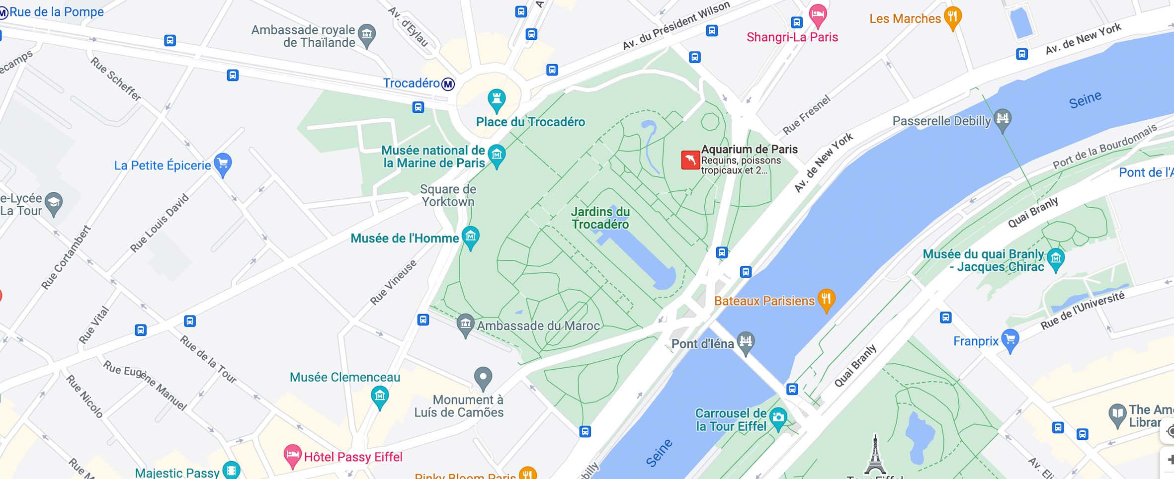 Mapa para llegar al acuario de París
