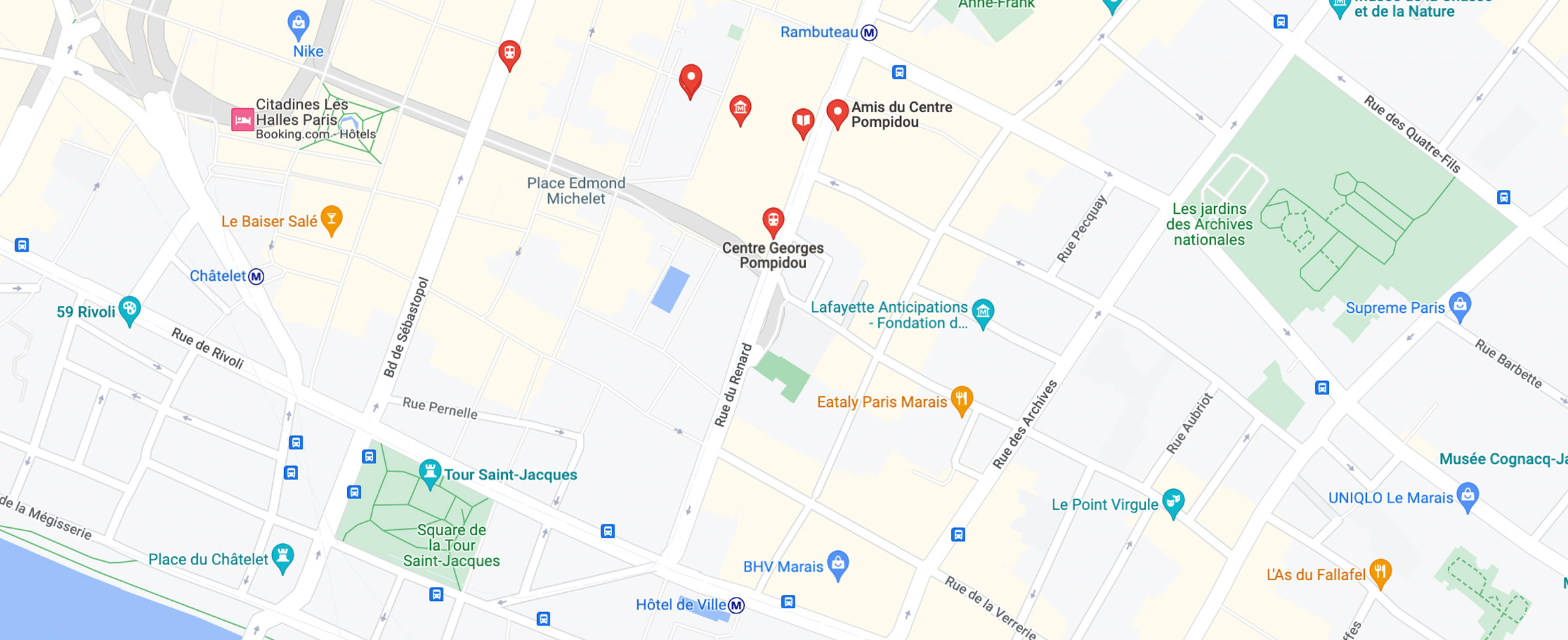 Mapa para llegar al centro Pompidou 