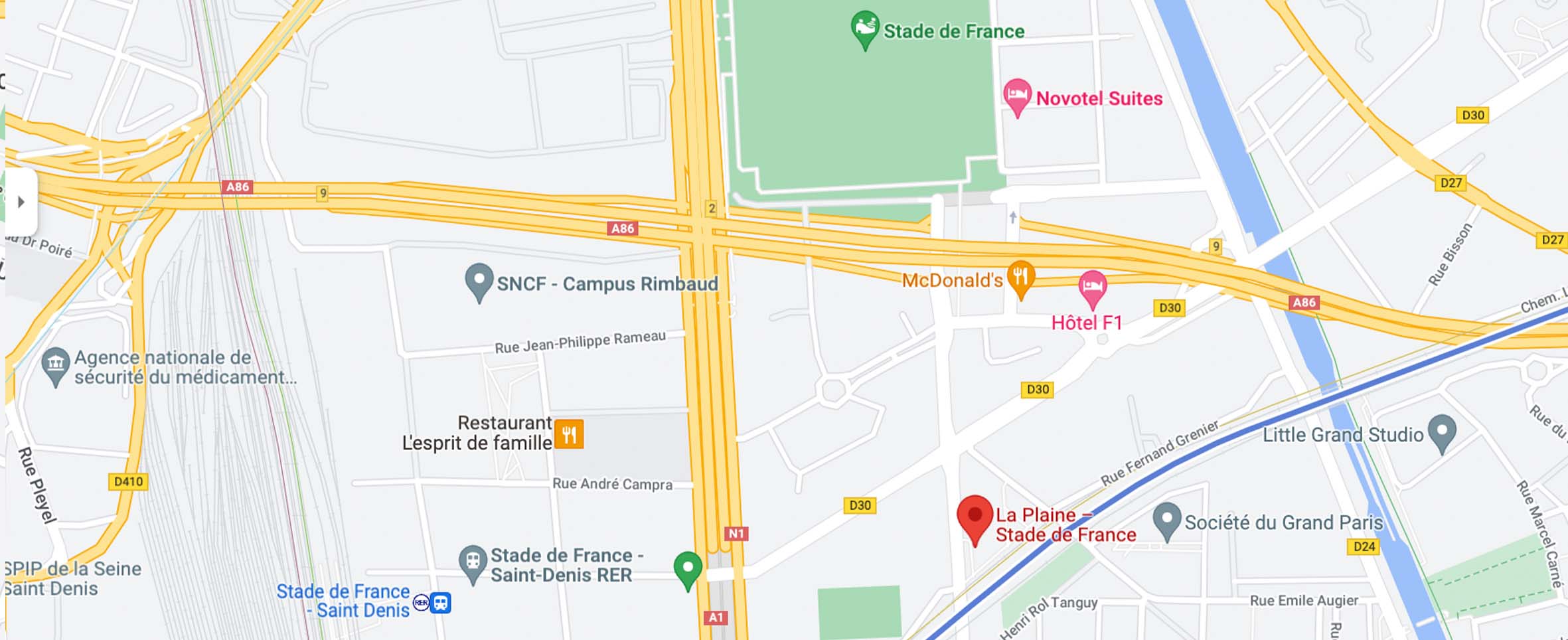 Mapa para llegar al estadio de Francia
