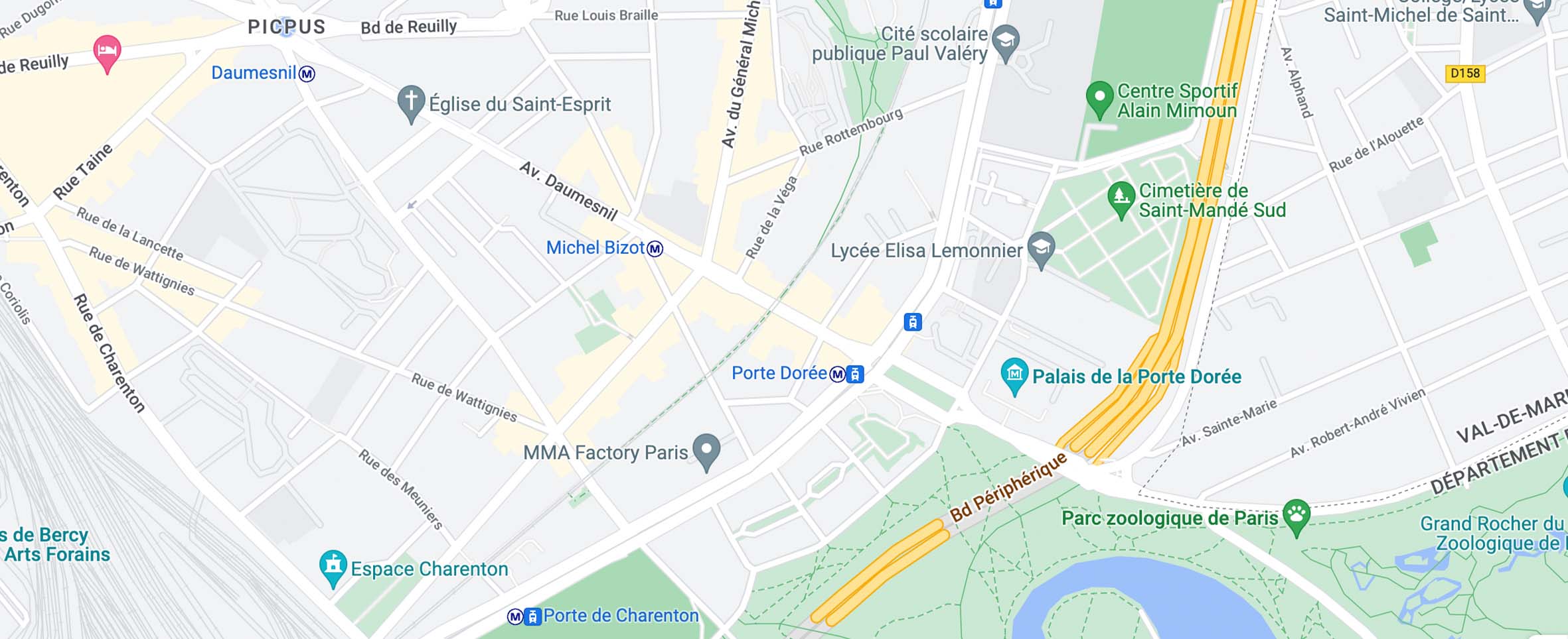 Mapa para llegar al zoológico de París