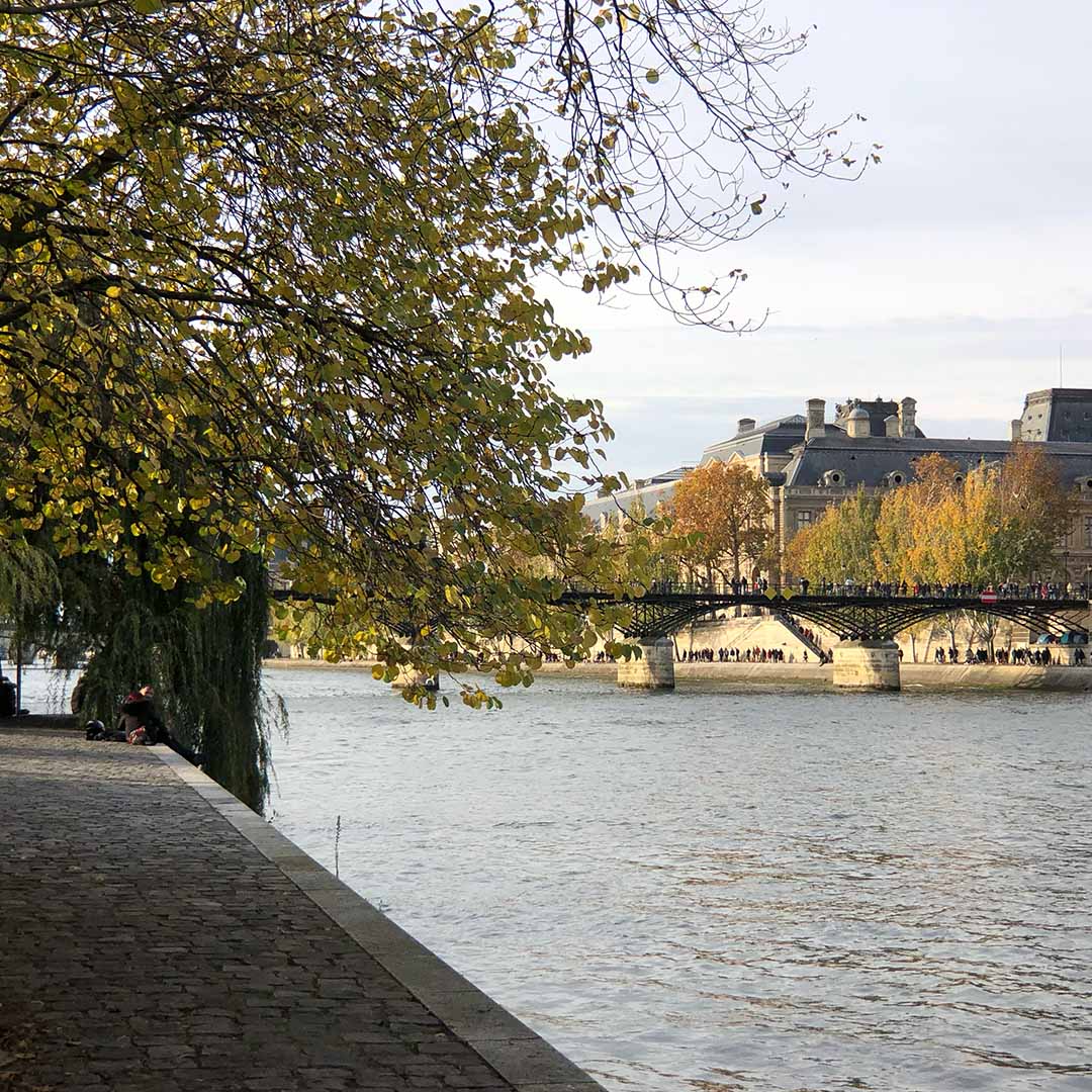 Vista del río Sena y puente de París en Noviembre