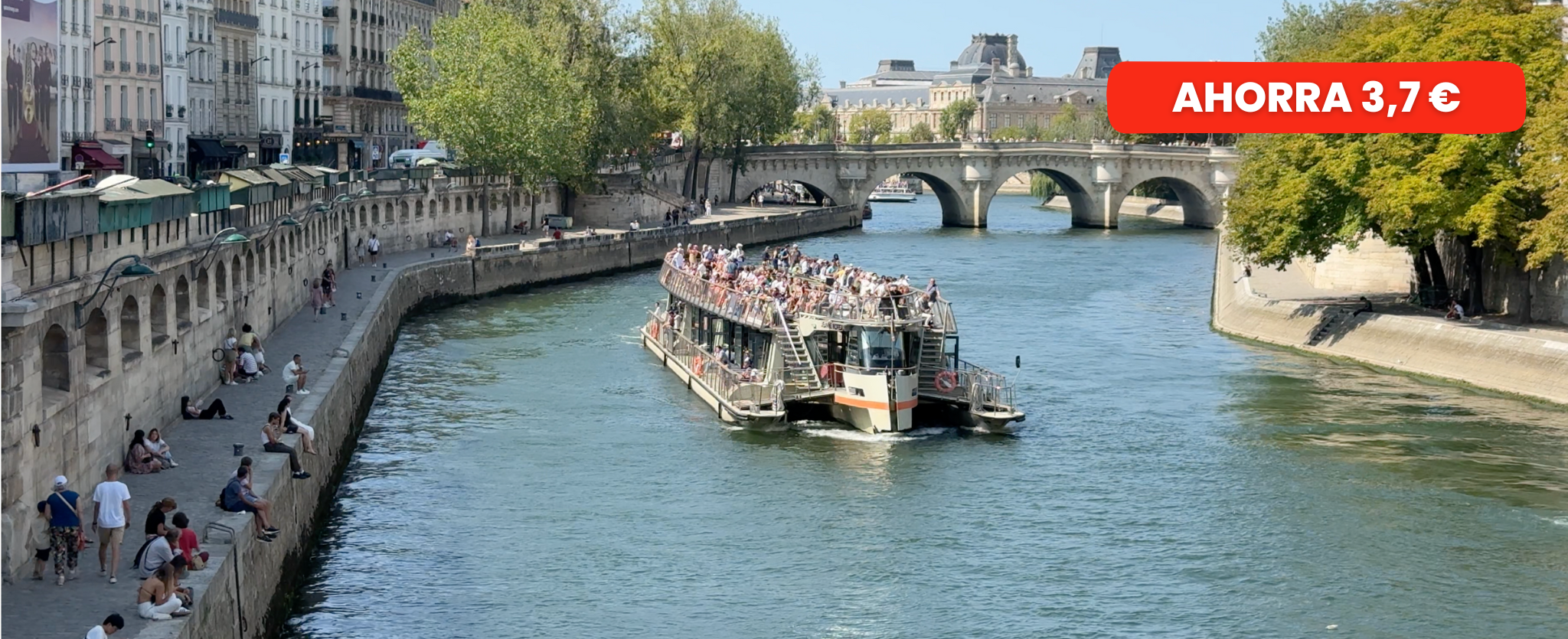 Crucero por el sena durante el día a un costado del museo d'Orsay