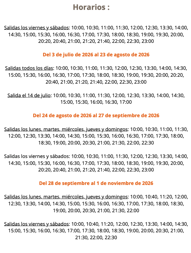 Horarios del paseo por el Sena en París 2026.