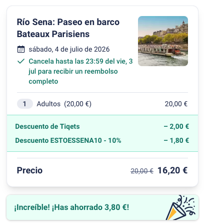 Precio con descuento del paseo por el Sena.
